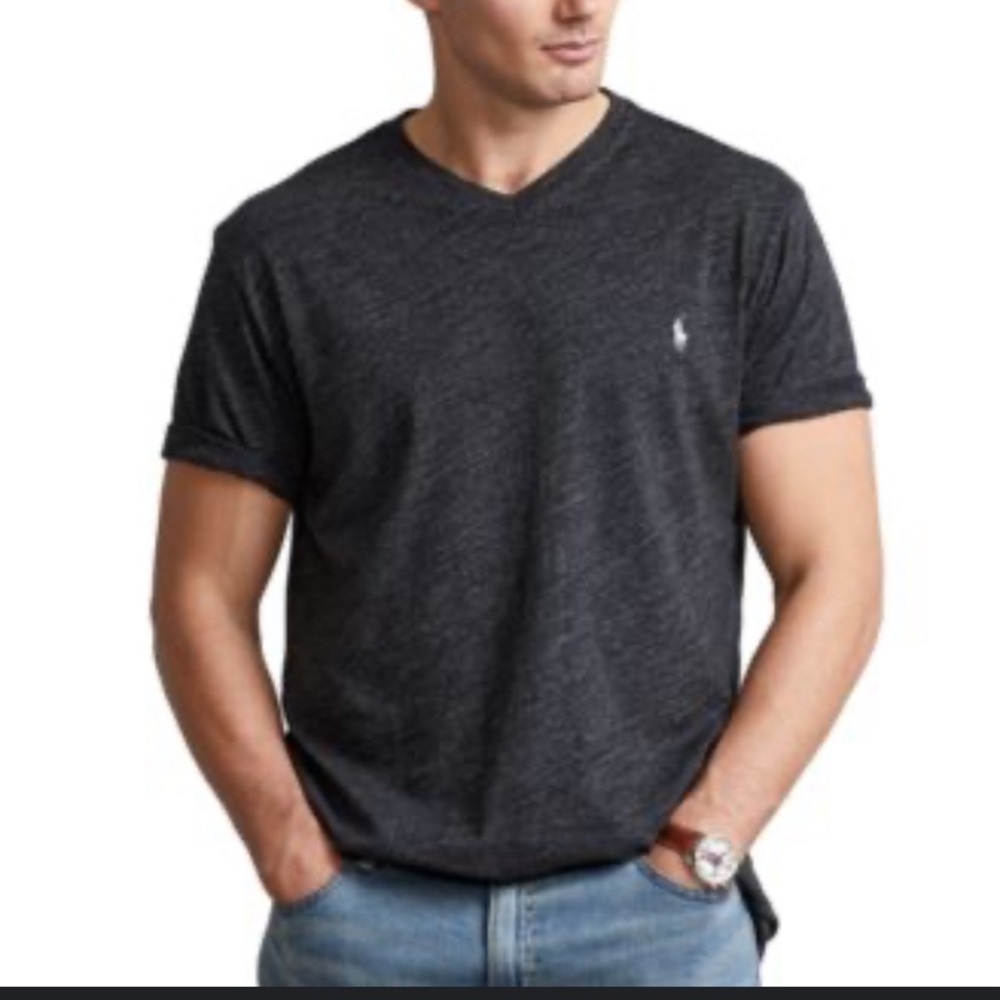 Polo by Ralph Lauren men’s short sleeve dark grey vneck Tshirt size M